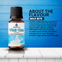 About MipaEssence Milk Bite Flavour – description of creamy, long-lasting milk essence ideal for sweets, kulfi, chocolates, and beverages.