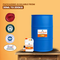 MipaEssence Orange Booster Flavour Packaging – Available from 30ml to 200kg with 100% Vegetarian, ISO & FSSAI Certification