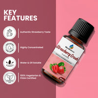 Authentic strawberry flavour, highly concentrated, water & oil soluble, vegetarian and FSSAI certified – ideal for culinary and commercial use.