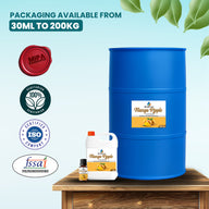 MipaEssence Mango Ripple Flavour | Hero Image with Full Packaging from 30ml to 200kg | ISO, FSSAI, Vegetarian Certified