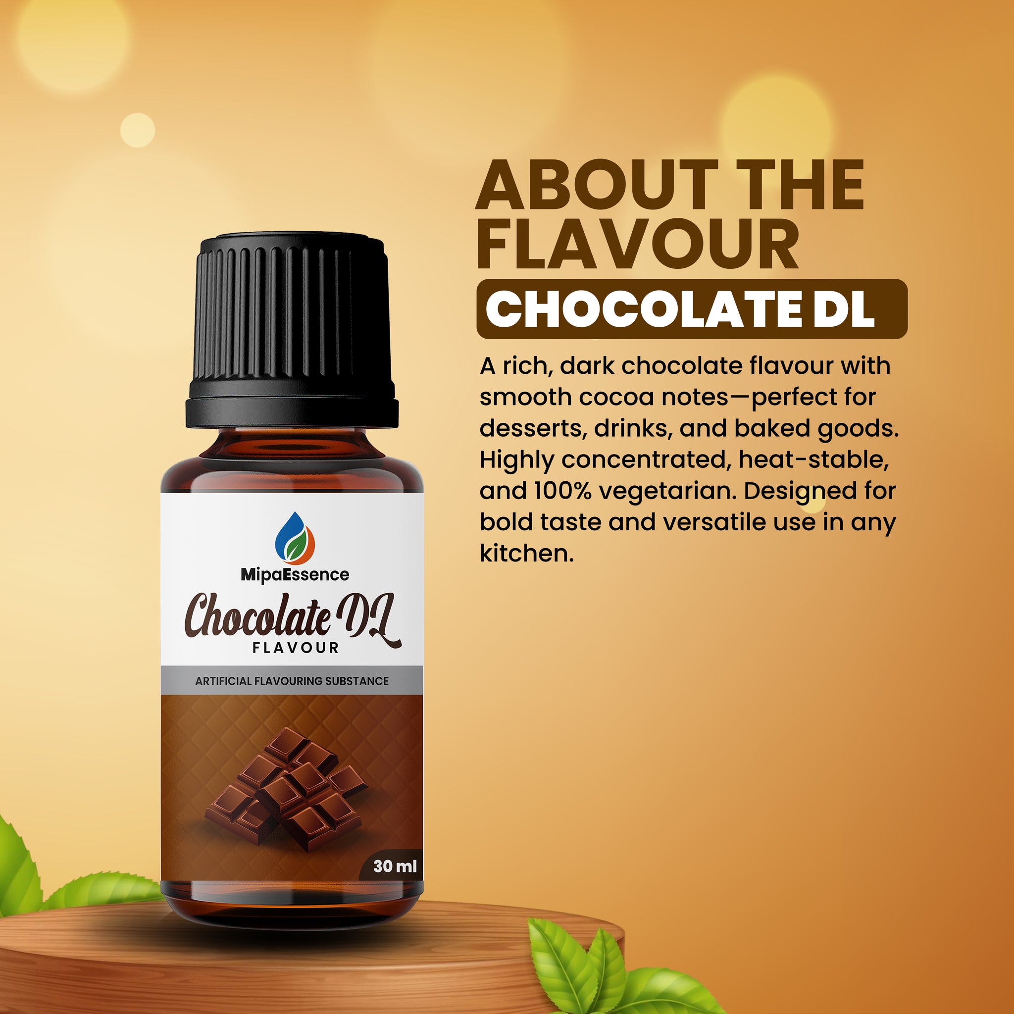 About Chocolate DL Flavour – Rich, smooth dark cocoa essence for desserts, bakery, and drinks