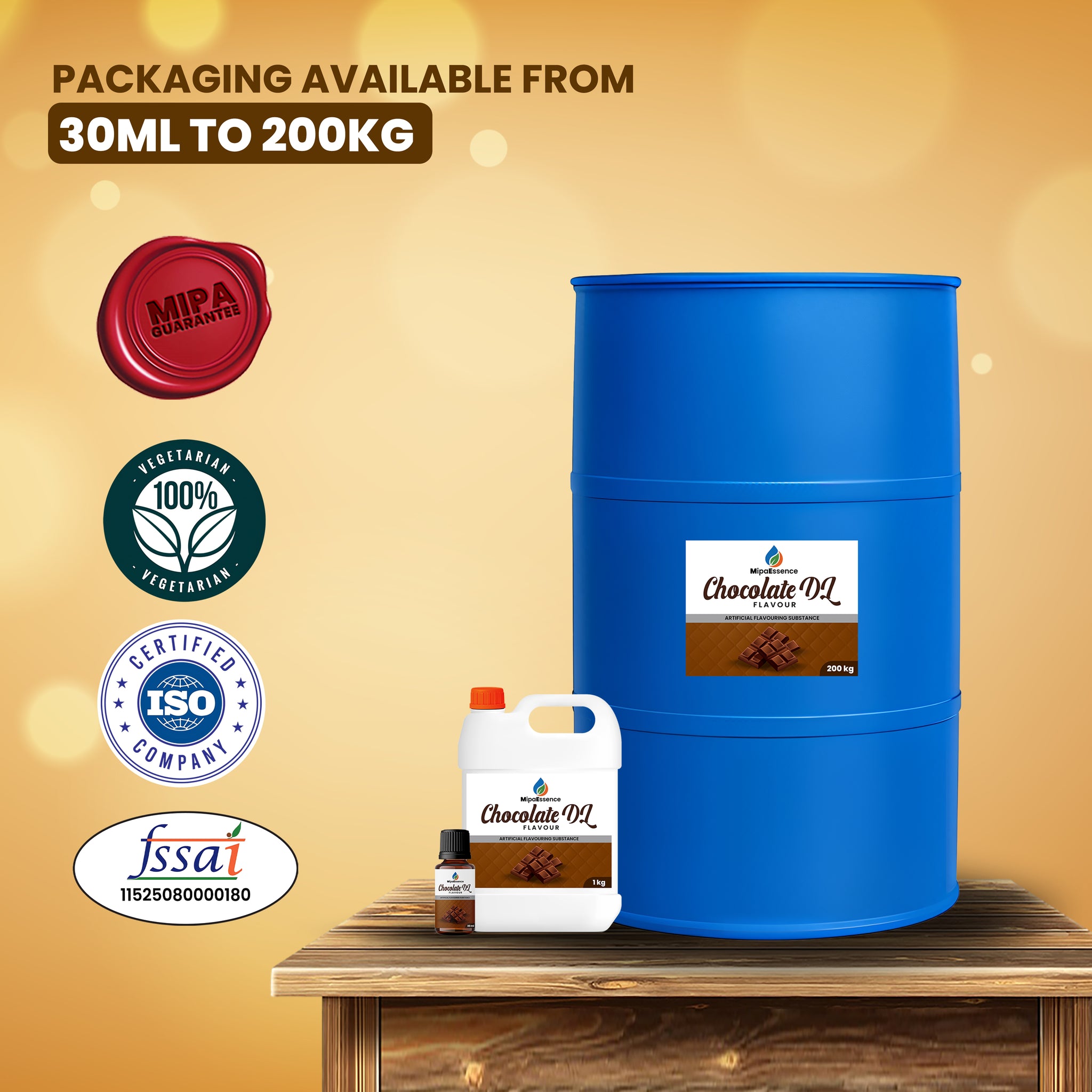 Chocolate DL Flavour – Available in 30ml to 200kg packaging options with FSSAI and ISO certifications