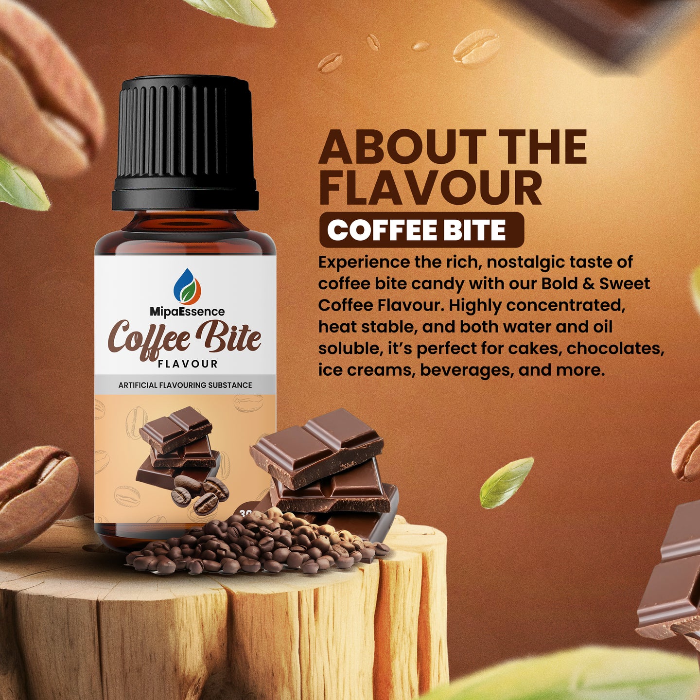 About Coffee Bite flavour – nostalgic coffee candy taste, heat-stable and FSSAI certified