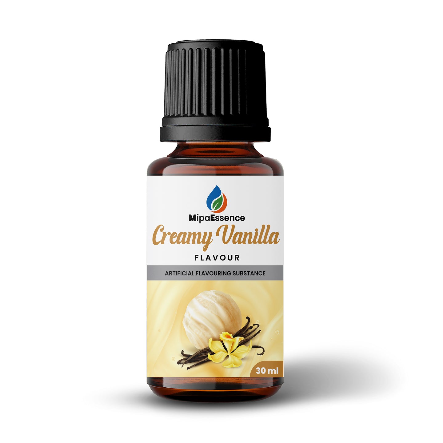 MipaEssence Creamy Vanilla Flavour 30ml Bottle Front View – Artificial Flavouring Essence

