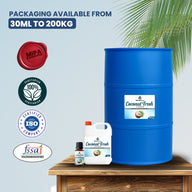 Packaging range of MipaEssence Coconut Fresh Flavour – Available from 30ml bottles to 200kg drums.