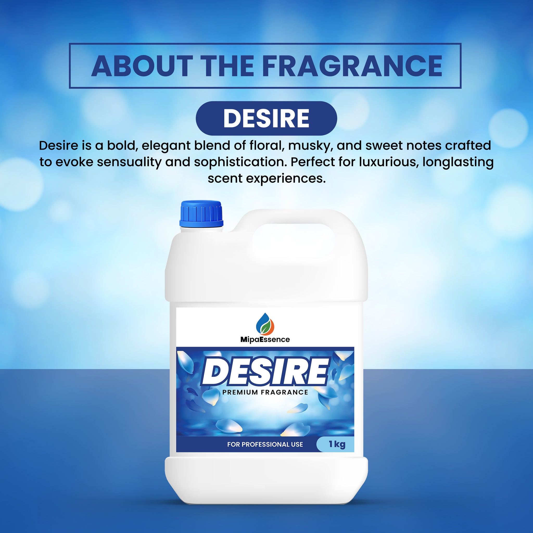 About Desire Fragrance – elegant blend of floral, musky, and sweet notes for long-lasting scent.