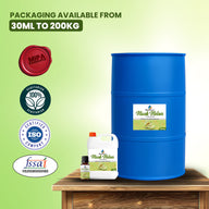 MipaEssence Musk Melon Flavour – Available in 30ml to 200kg packaging with ISO, FSSAI, and Vegetarian certification icons displayed.