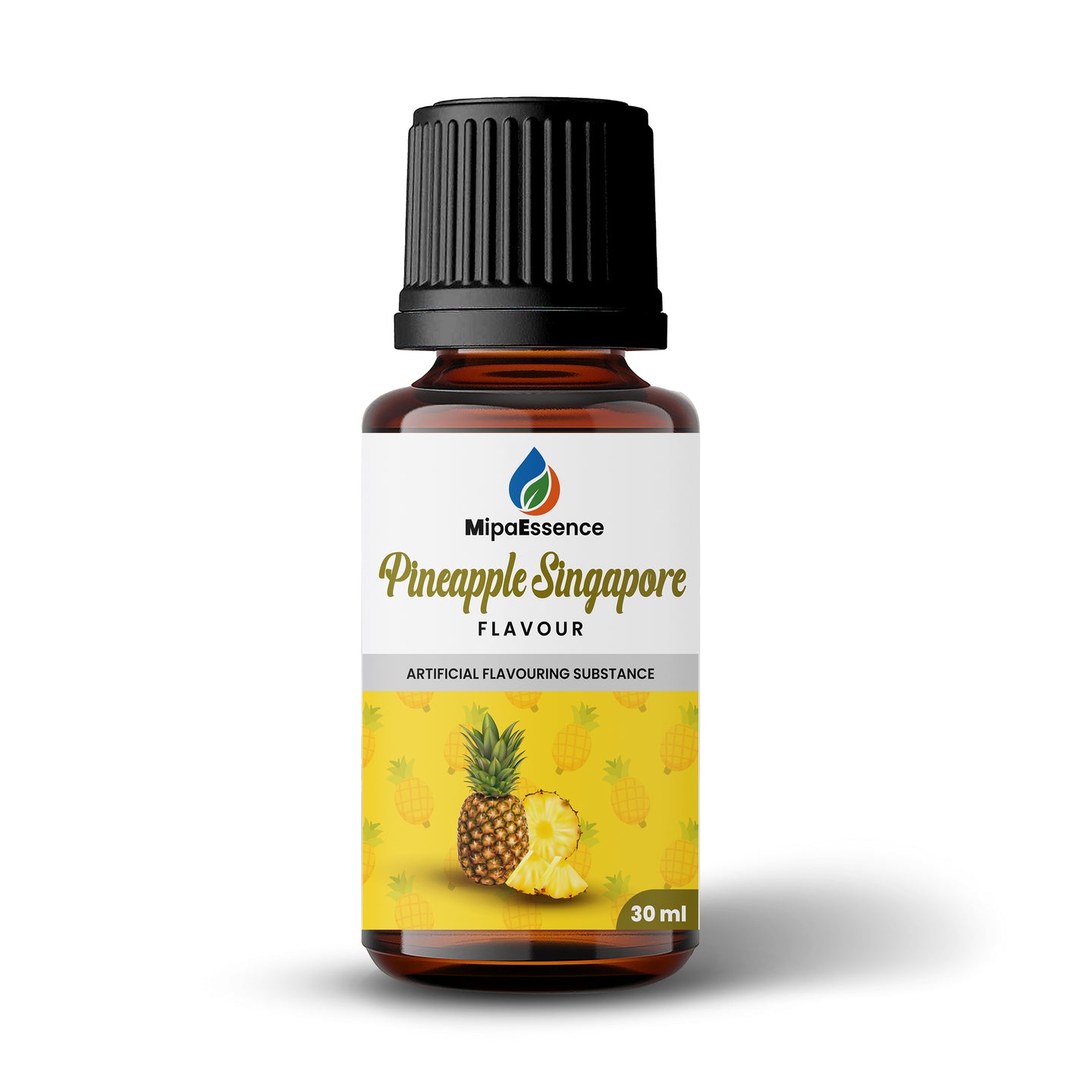 MipaEssence Pineapple Singapore Food Flavour 30ml bottle with yellow label featuring fresh pineapple illustration