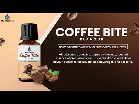 Coffee Bite Flavour by MipaEssence – Bold roasted coffee essence video for cakes, chocolates, mithai, desserts, and beverages. High-impact, food-grade flavouring.