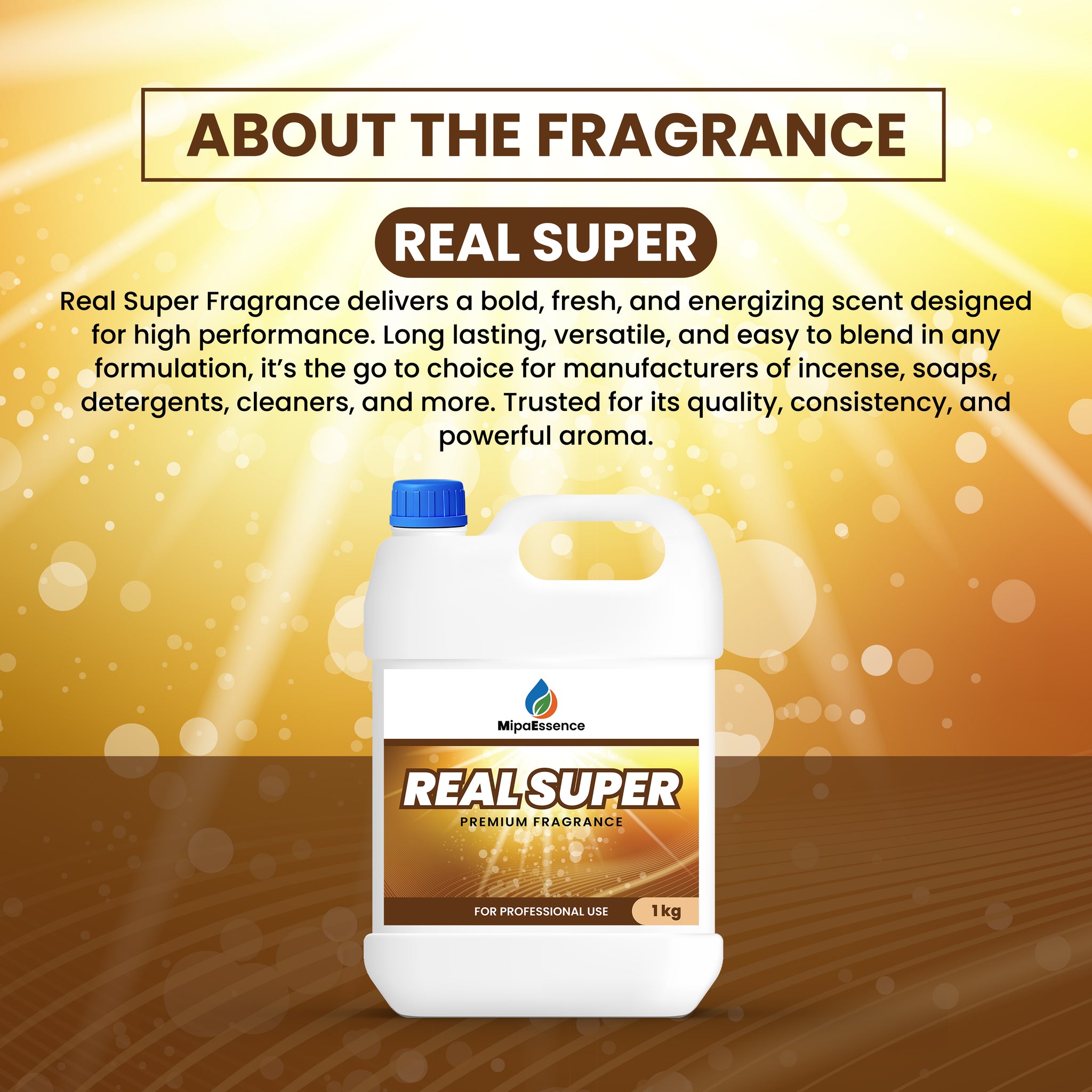 Real Super Fragrance description – bold and energizing scent for incense, detergents, and personal care