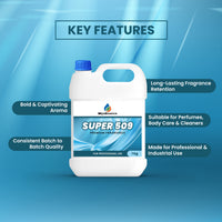 MipaEssence Super 509 Fragrance – Key features highlighting bold aroma, long-lasting retention, and industrial use.